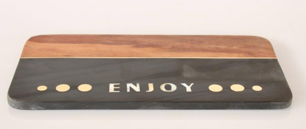 Black & Brass Inlay 'Enjoy' Marble Board
